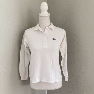 Izod Lacoste Boys White Long Sleeve Polo Shirt S